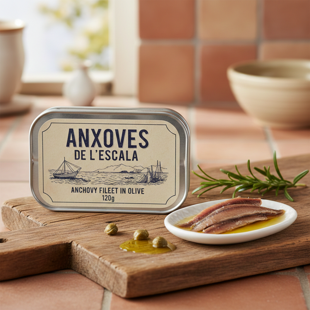 Anxoves de L'escala anchovy fillet tin 120 grams
